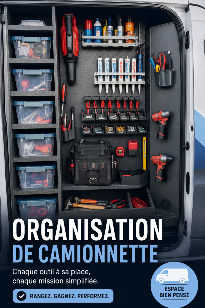 Véhicule de travail organisé avec des outils bien rangés