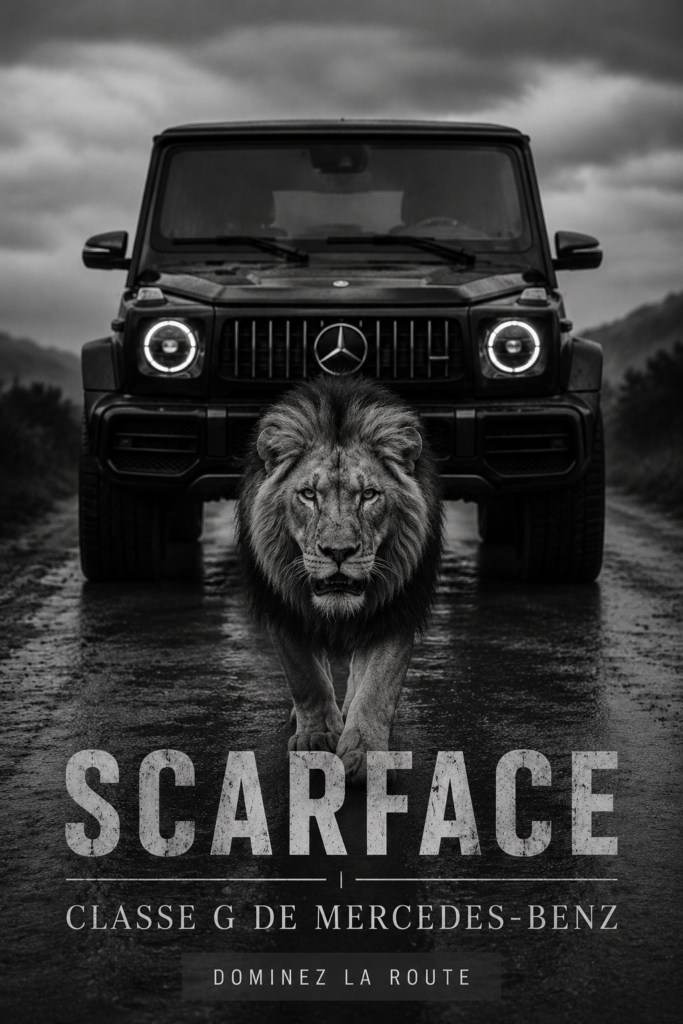 Affiche de Scarface avec Al Pacino devant une Mercedes-Benz G-Class