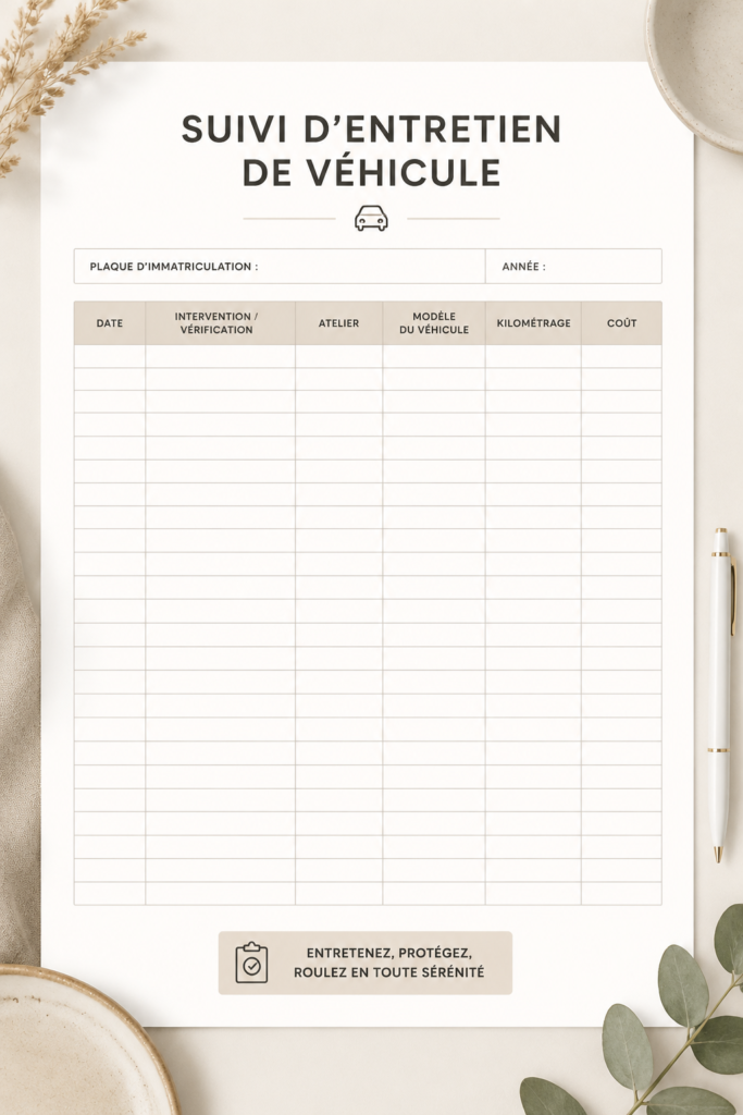 Image de femme utilisant une application de suivi d'entretien automobile sur son téléphone
