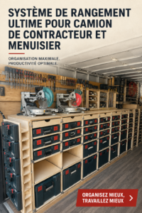 Un camion de travail avec un système de rangement optimisé et organisé.