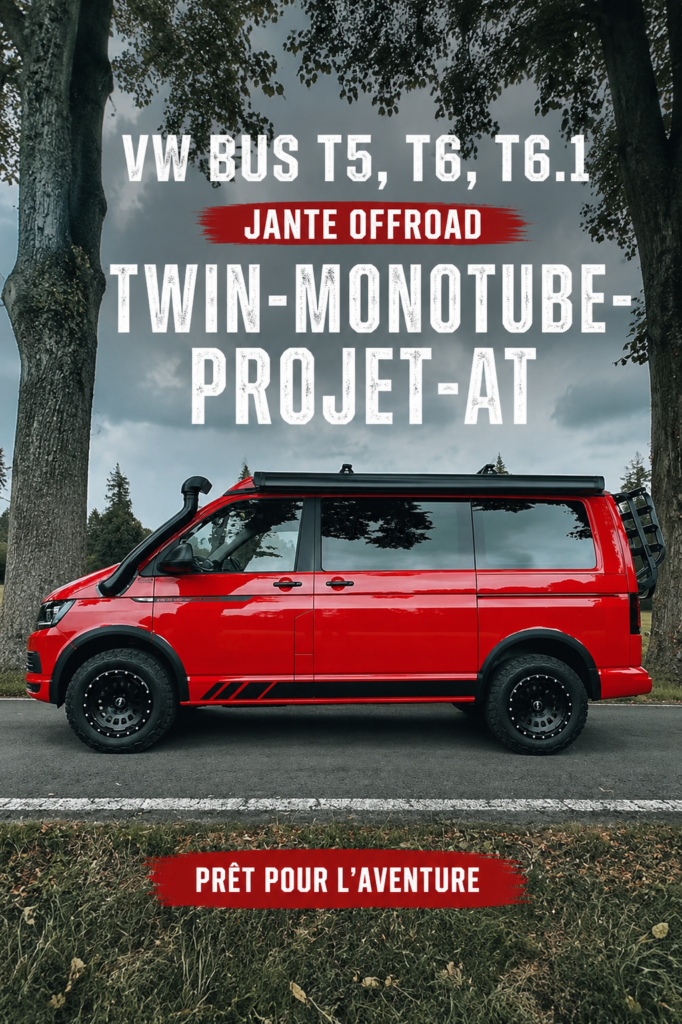 VW Bus avec jantes offroad prêtes à l'aventure.