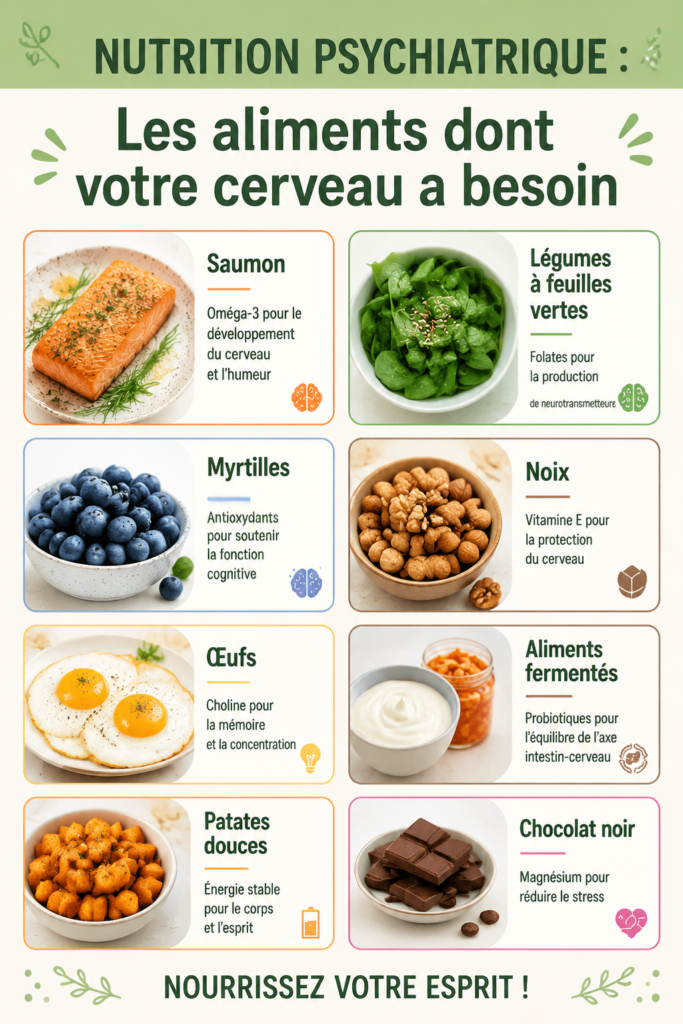 Assiette colorée d'aliments sains bénéfiques pour le cerveau