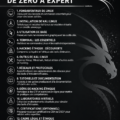 Capture d'écran de l'interface de Kali Linux montrant des outils de cybersécurité