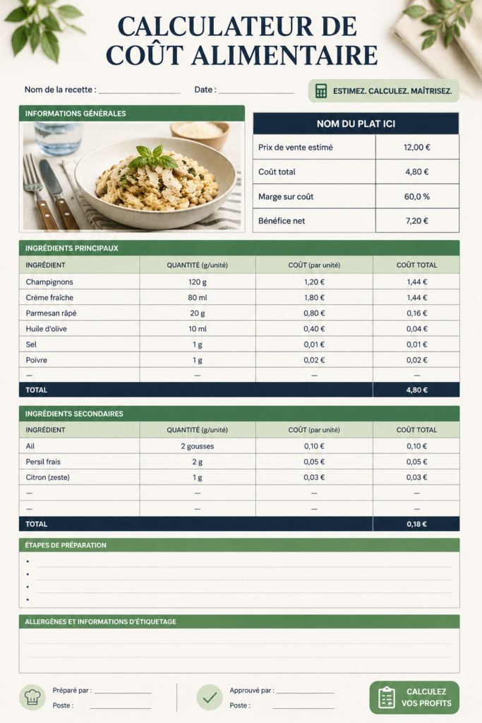 Téléchargement d'un calculateur de coût alimentaire avec des légumes frais en arrière-plan