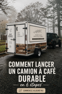 Café mobile écoresponsable avec des clients heureux