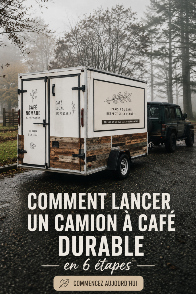 Café mobile écoresponsable avec des clients heureux