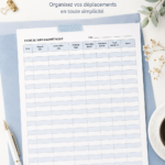 Modèle de formulaire kilométrique à remplir avec des données de déplacement.