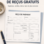 Un aperçu de différents modèles de reçus gratuits sur un fond coloré.