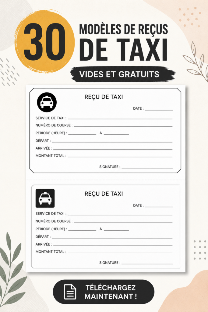 Exemple de modèles de reçus de taxi à imprimer
