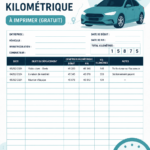 Modèles imprimables de registres de kilométrage sur une table en bois