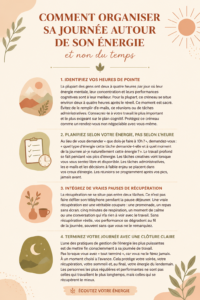 Femme souriante structure sa journée selon ses niveaux d'énergie.