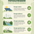 Schéma illustrant les 5 principales sources d'énergie renouvelable pour un avenir durable.