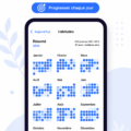 Un habit tracker rempli de couleurs et d'habitudes à suivre pour atteindre ses objectifs.