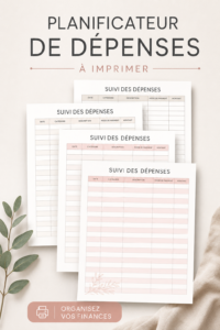 Modèle imprimable de tracker de dépenses sur un bureau organisé