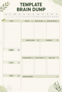 Template de brain dump pour optimiser l'organisation des pensées