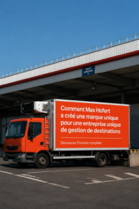 Image de Max Hofert présentant sa marque unique pour une entreprise de gestion de destination.