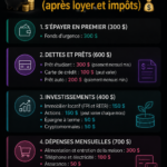 Femme réfléchissant à son budget mensuel avec de la documentation en main.