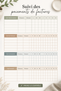 Une check-list de factures illustrant l'organisation budgétaire quotidienne.