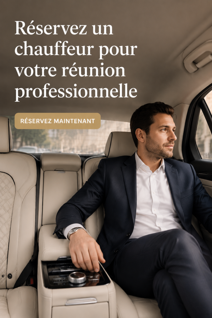 Chauffeur professionnel attendant un client devant un bâtiment de bureau.