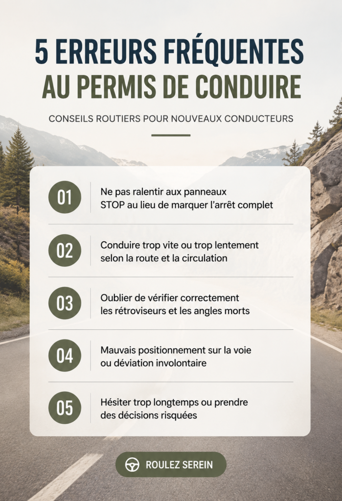 Image illustrant les erreurs à éviter lors de l'examen du permis de conduire
