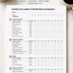 Modèle Excel pour le suivi d'entretien automobile, avec graphiques et tableaux.