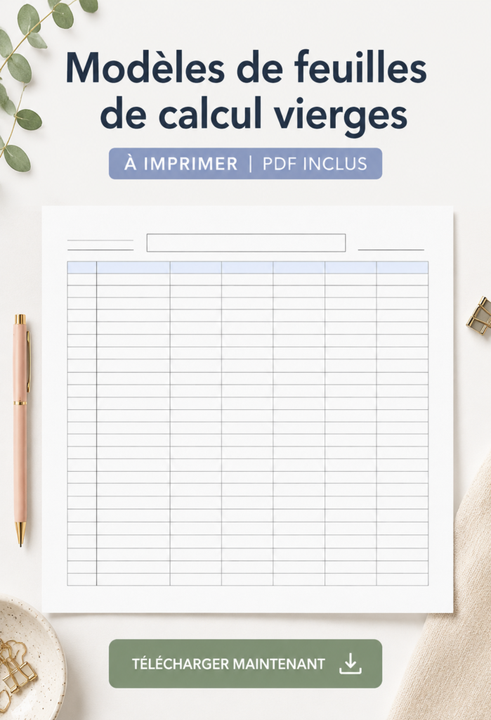 Modèles de tableaux vierges prêts à imprimer pour une organisation pratique