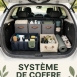 Coffre de voiture bien organisé avec des sacs de rangement pratiques