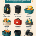 Intérieur d'une voiture familiale bien organisée avec des rangements pratiques.