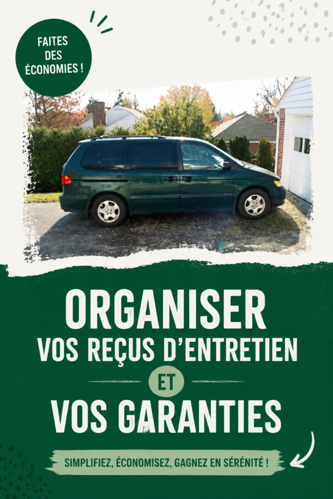 Une femme organise des reçus et garanties de son automobile sur une table.