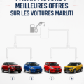 Une illustration d'une voiture Maruti en promotion chez Pavan Motors.