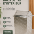 Poubelles modernes en métal et inox intégrées dans une cuisine