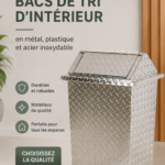 Poubelles modernes en métal et inox intégrées dans une cuisine
