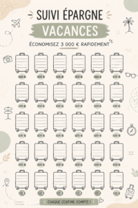 Femme regardant un carnet de budget vacances avec un plan pour économiser de l'argent.