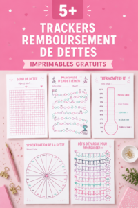 Modèle de suivi des dettes sur fond clair, avec des sections pour chaque créance.