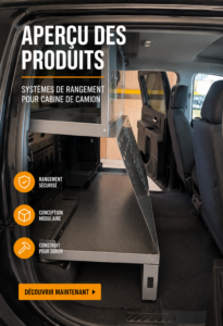Système de rangement pour cabine de camion organisé avec diverses compartiments