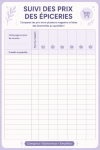 Tableau de suivi des dépenses alimentaires sur une table en bois