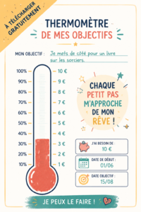 Thermomètre à imprimer pour suivre les objectifs des enfants avec des illustrations colorées
