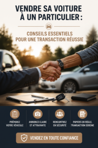 Femme souriante préparant sa voiture pour la vente, avec une ambiance chaleureuse.