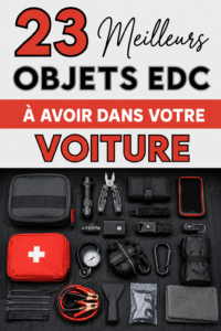 Vue de divers accessoires et outils essentiels à garder dans une voiture.