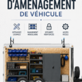 Aménagement fonctionnel d'un véhicule professionnel avec des rangements optimisés.