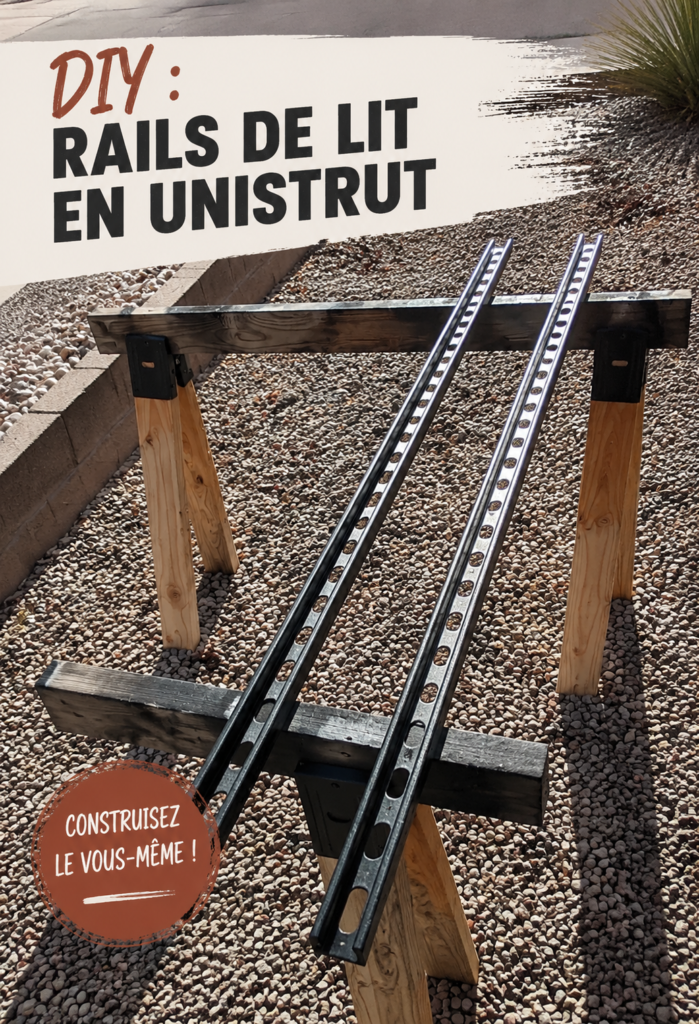 Barres de lit en Unistrut créées avec des matériaux DIY modernes