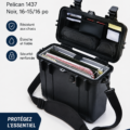 Boîtier de protection Pelican 1437 noir, idéal pour le transport sécurisé d'équipements professionnels.