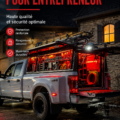 Capote de camion sécurisée protégeant des outils à l'intérieur.