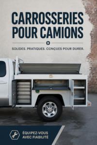 Femme examinant un camion utilitaire adapté à sa flotte