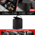 Corbeille à déchets installée dans un véhicule professionnel, illustrant une voiture propre et bien organisée.