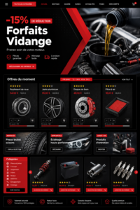 Un écran montrant un site de vente de pièces auto bien conçu, illustrant une interface attractif.
