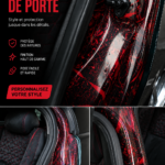Une porte décorée avec un emballage coloré et stylé pour une entrée accueillante.
