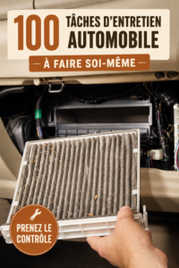 Femme effectuant des tâches d'entretien auto sur son véhicule.