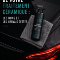 Voiture avec un revêtement céramique brillant, illustrant les conseils d'entretien.