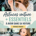 Une voiture bien organisée avec des éléments essentiels visibles sur le tableau de bord.